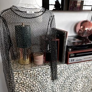 Gorgeous beaded sheer 12th tribe midriff top